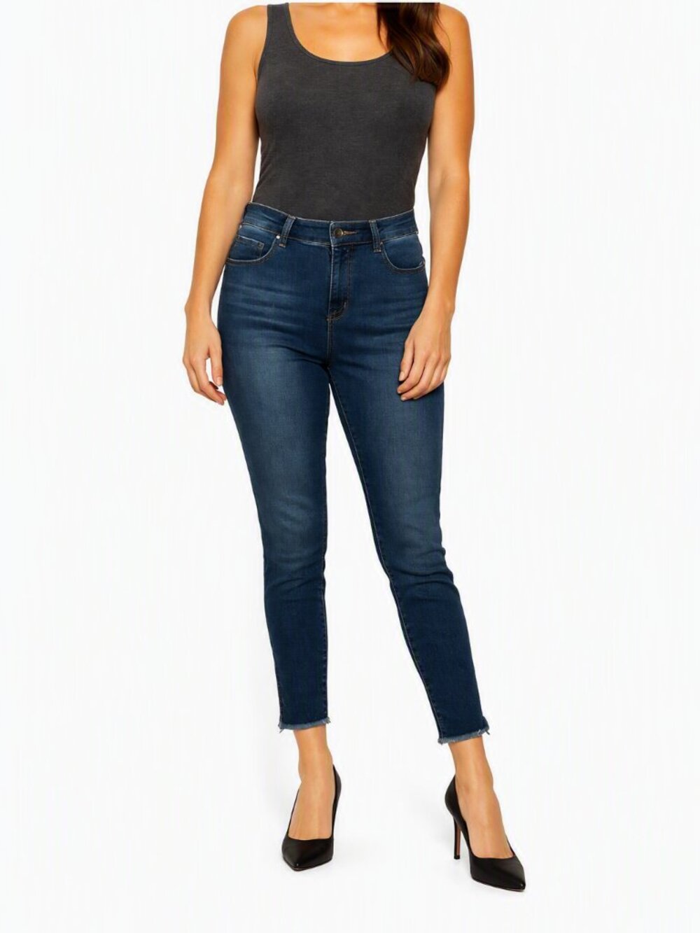 Catherine Malandrino Skinny Jeans Size 14 | Distressed Hem + Zipper Detail